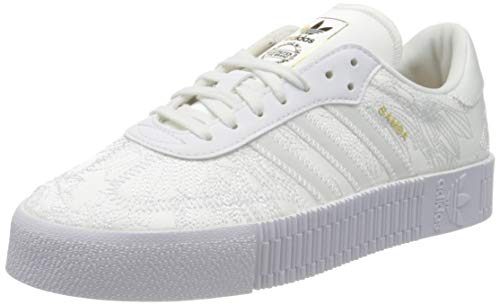 Adidas Sambarose, Zapatillas Clasicas Mujer, Blanco (Cloud White/Cloud White/Gold Metal), 38 EU