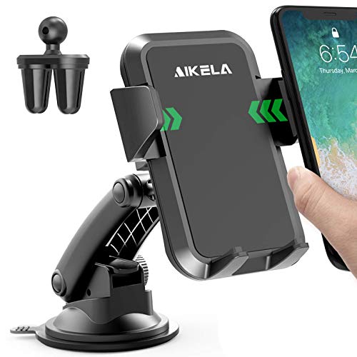 AIKELA Soporte para teléfono para automóvil, soporte 3 en 1 para teléfono celular para salpicadero de automóvil, parabrisas, ventilación con ventosa de gel lavable fuerte y pegajoso