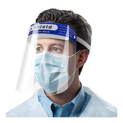 Bestie Visera de Protección Facial Completa, Visera de Plástico Transparente, Ajustable, con Banda Elástica, para Proteger de Saliva y Gotitas (Paquete de 10 Piezas)