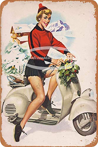 BITT Cartel de metal clásico multiusos de 1954 Vespa Scooter Italia para decoración de pared del hogar y de la barra 20,3 x 30,5 cm