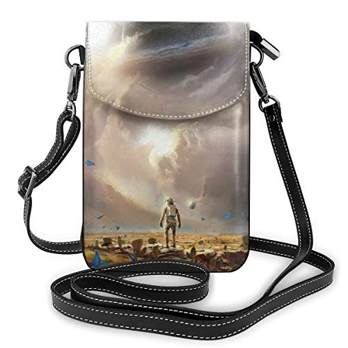 Black Hole Desert Burrerfly Shell astronauta Mini Crossbody de cuero para el hombro teléfono móvil bolsillo para las mujeres al aire libre senderismo bolsa deportiva