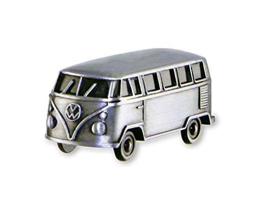 Brisa VW Collection - Volkswagen Furgoneta Hippie Bus T1 Van Mini Modelo en Caja de Regalo, Pisapapeles, Iman para Tablón de anuncios, Decoración Magnética para Nevera como Regalo/Souvenir (Plata)