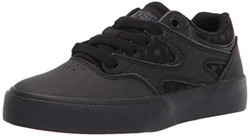 DC Boy's Kalis Vulc Skate Shoe, AC Black/Black/DK Grey, 11 Little Kid