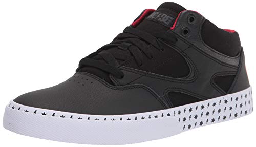 DC Men's Kalis Vulc Mid Band Limited Edition Sneaker Skate Shoe, AC Black/White/RED, 9