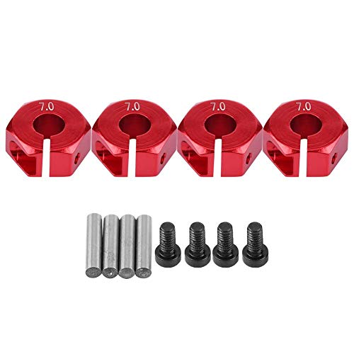 Dilwe Adaptadores de Cubo Hexagonal de Rueda, 12mm Adaptador de Cubo Hexagonal de Rueda Universal para HSP Sakura 1/10 Escala RC Coche(7mm, Rojo)