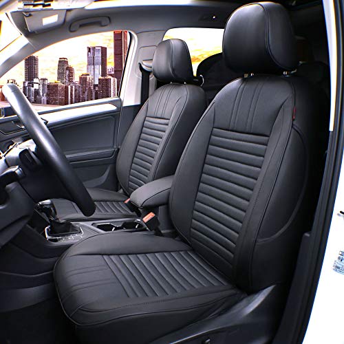 Easeadd Compatible con Fundas De Asiento De Coche A Medida para Volkswagen Golf SW 2021 Style-Cuero(Negro)