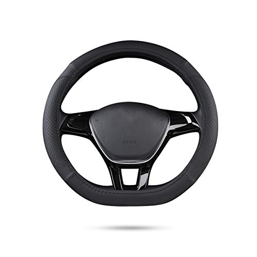 Ergocar Deporte Forma De D Funda Para Volante De Coche Antideslizante Volante De Coche Protector Microfibra PU Cuero Para Diámetro 38cm (15") (D-Negro)