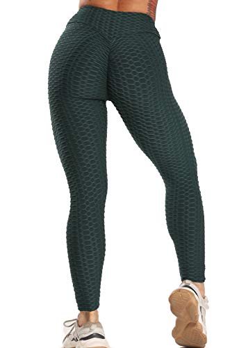 FITTOO Leggings Push Up Mujer Mallas Pantalones Deportivos Alta Cintura Elásticos Yoga Fitness  Verde XL