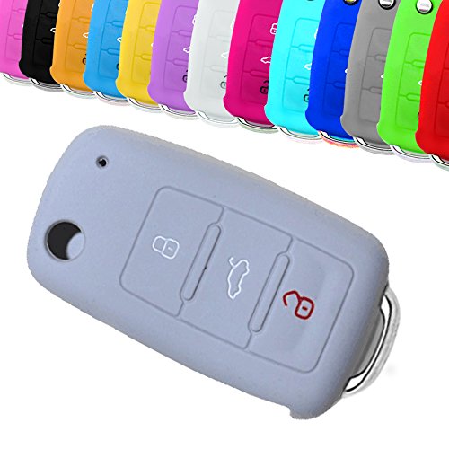 Funda protectora para llave de coche Muchkey Silicone Car Case Funda protectora apta para llave remota de 3 botones con funda protectora de silicona gris