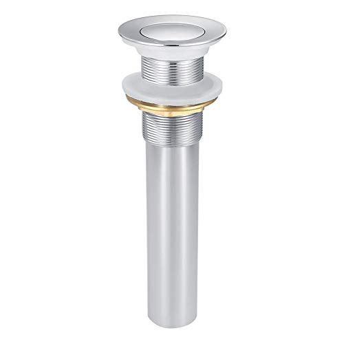 G1-1/4"Pop Up Tapones de Desagüe Válvula Para Lávabo sin Rebosadero Desagüe de empuje abierto Válvula de lavabo Válvula Desagüe con Rebosadero(Silver Chrome)