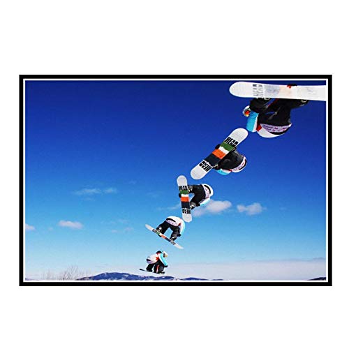 GUICAI Winter Passion Ski Snowboarding Deportes Extremos Arte Impresión de Seda para decoración Hoom Carteles de Lona Decoración para el hogar -50X70cm Sin Marco 1 Uds