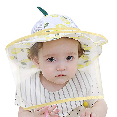 Happy Cherry - Niño Gorra Protectora Transparente Niña Bebé Niños Sombrero Protector Facial con Visera Desmontable Verano Infantil Gorro de Sol con Pantalla para Anti-UV Anti-Polvo - 1-2 Años