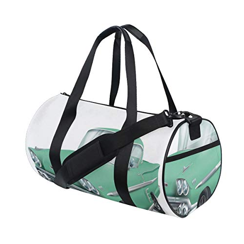 HARXISE Bolsa de Viaje，Autos Clásico Veterano Vehículo Imprimir,Bolsa de Deporte con Compartimento para Sports Gym Bag