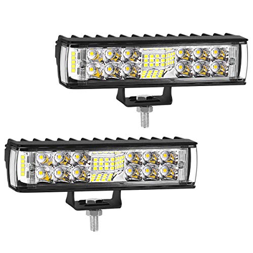 HAWEE 36W Luz de Trabajo LED Faro Antiniebla Luz Combinada Focos LED Luz de Inundación Tres-Side Irradiación LED Luz de Conducción para Offroad ATV Motocicleta 4x4 Tractor Camión SUV Barco, Un Par