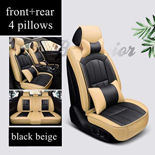 HIZH Fundas de Asiento de Coche universales Juego de Fundas de Cuero para Volkswagen Polo Golf Chr Santana Passat Tiguan Gran Lavida Lavida Lamando Cross Lavid, Negro Beige Lujo