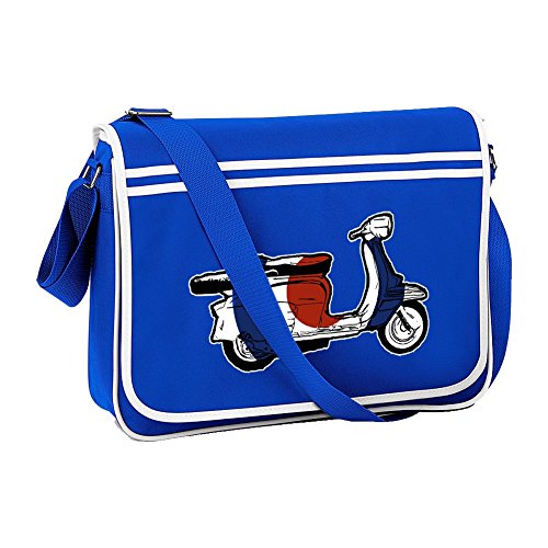 ICONIC SCOOTER MOD MOTORCYCLE- Bolso de hombro retro Messanger de Ice-Tees, color Azul, talla Talla única