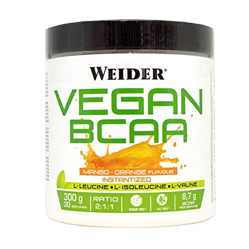 JOE WEIDER VICTORY Vegan BCAA 2:1:1 Mango-Naranja 100% vegano. 300 Gr. 8,7g de BCAA por dosis. Sin grasas, sin azúcares