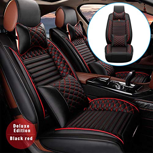 JYPZSH Fundas Asientos Coche Universales para Volkswagen Amarok Canyon Aventura Amarok Atlas Atlas Normal Beetle A4 A5 Beetle Convertible-Black Red