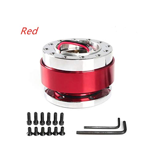 Keep it simple Rueda DE Racing Universal 14InCH 350mm Suede Drift Sport Wheeling Fit para Coche Black Dish Rojo Red Red (Color : Quick Release R)