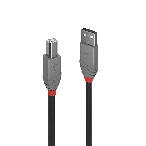 LINDY Cable USB 2.0 tipo A a B 36672, línea Anthra - negro, 1 m