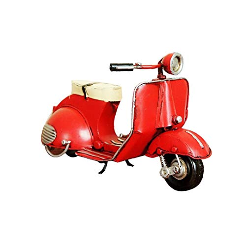 lujiaoshout Decoración Inicio clásico Coche Niños clásica del Coche de Juguete de Modelo Retro de la Vespa Modelo Antiguo de la Lata del Metal Vespa Modelo Craft Red 1PC