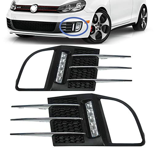 LUKUCEA Rejilla de Ventilación de Parachoques Delantero Izquierdo y Derecho Inferior Antiniebla Cubierta de Luces Antiniebla para Volkswagen Golf 6 GTI 2010-2012