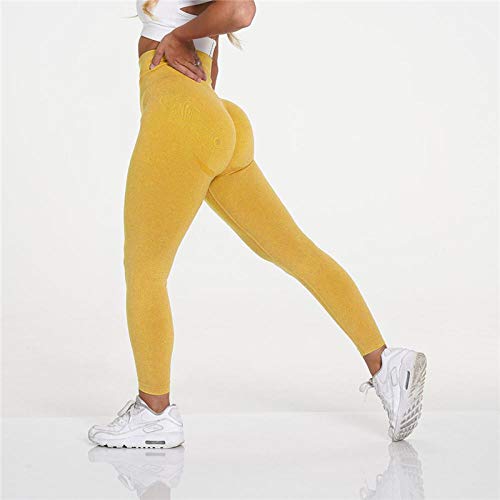 Mallas Nuevos Leggings Sin Costuras Vitales para Mujeres Workout Gym Legging Cintura Alta Fitness Pantalones Deportivos Butt Booty Legging Leggings Deportivos S Amarillo