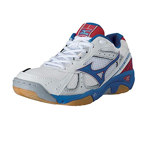 MIZUNO Wave Twister 2 Zapatilla de Indoor Caballero, Blanco/Azul/Rojo, 47