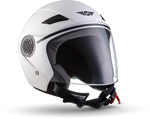 MOTO U52 Moto Casco Demi-Jet, ECE certificado, Mate Blanco, XS (53-54cm)