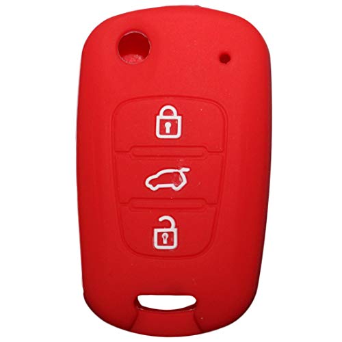 Muchkey Car Key Key Carcasa Key Shell Case Silicona Llave protectora para 3 botones Llave remota con cubierta protectora de silicona roja