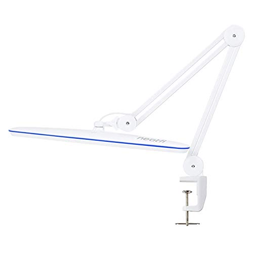 Neatfi XL - Lámpara de trabajo LED con abrazadera, 2.200 lúmenes, 24 W, LED SMD de 117 piezas, lámpara ultra ancha de 23 pulgadas, brillo regulable de 4 niveles, viene con enchufe europeo (blanco)