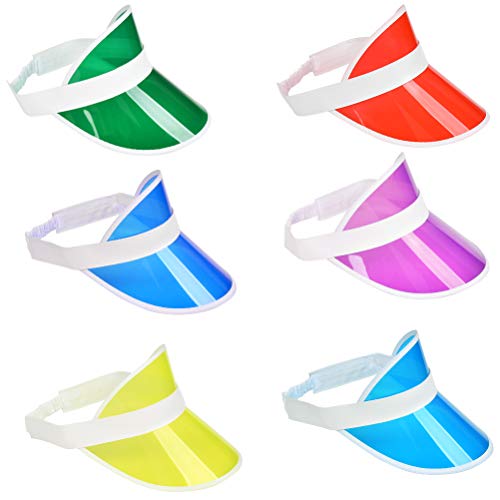 OFNMY 6pcs Viseras Solares Transparente Anti-UV Protección contra el Sol Gorra para Sol Protector para Viajar Excursionismo Pub Golf Tenis Playa