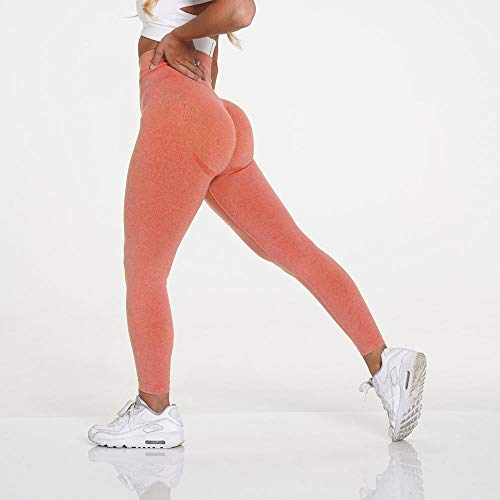 Pantalon Leggings Mujer Push Up Leggings Sin Costuras para Mujer Sexy Workout Gym Legging Pantalones De Fitness De Cintura Alta Leggins L Naranja