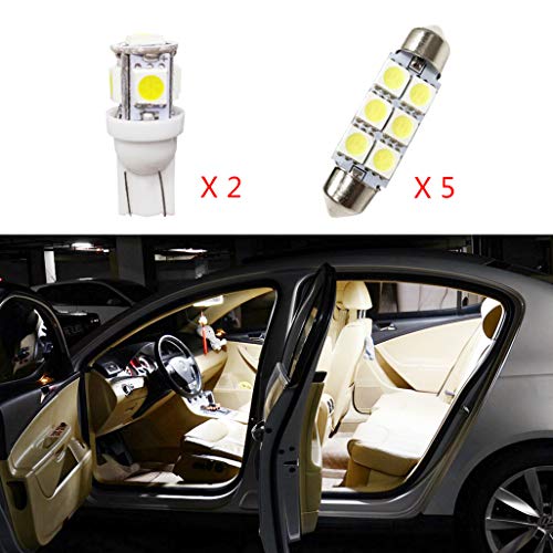 Para Tucson LED Bombilla Luz Interior de Coche Super brillante Luces lectura coche Dome Bombilla Canbus sin errores 12V Blanco 7 Piezas