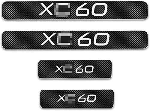 , Para VOLVO XC60 Protector de umbral de puerta de coche Pegatinas de placa de desgaste 4D Etiqueta de fibra de carbono Car Styling 4 Uds