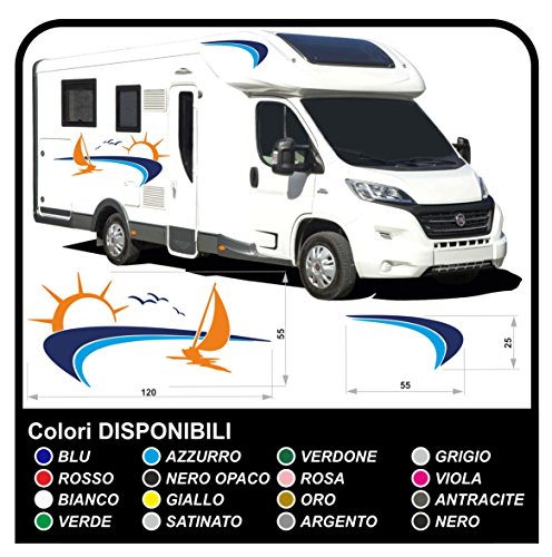 Pegatinas para autocaravanas gráficos vinilo pegatinas calcomanías Caravana x 16 pegatinas kit completo gráficos 18 b-Sun cielo mar gaviotas barco (OTRO COLOR (COMUNICAR))