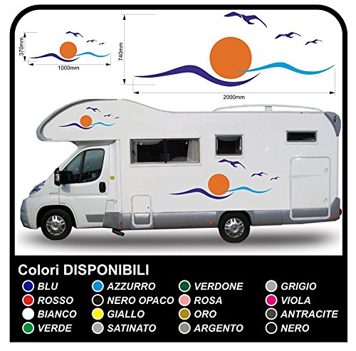 Pegatinas para caravanas camperas-vinilos-Sun gaviotas Sky-kit completo pegatinas camperas Set Camper Caravan kit completo pegatinas Camper Graphics 05 (COLORES COMO EN FOTOS)