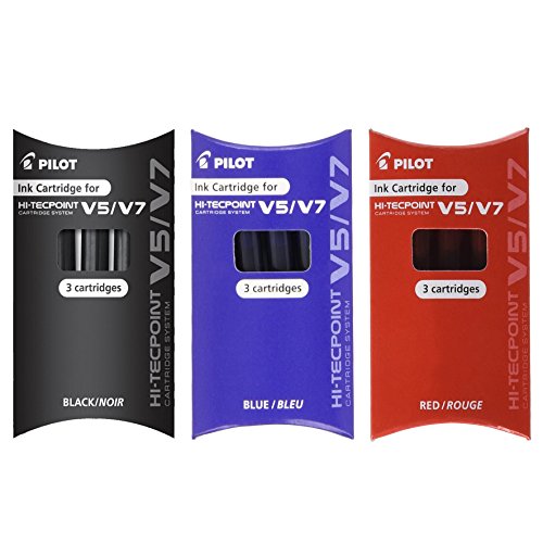 Pilot BXC V5/V7 Hi-Tecpoint - Recambio de tinta de repuesto para BXC (1 negro, 1 azul, 1 rojo)