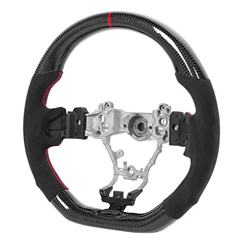 Qiilu Volante de coche, gamuza de fibra de carbono con costura roja para Subaru WRX/STI 2015-2020