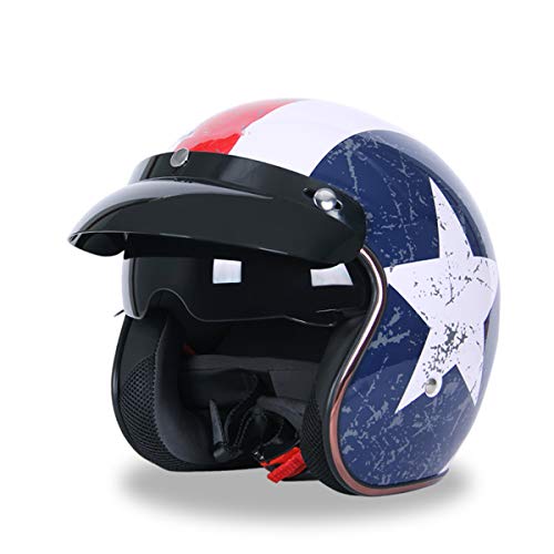 Qinsir Harley Retro Medio Casco Jet Casco D.O.T Certificado Vespa De La Moto Casco Casco De Piloto De 3/4 Cara Abierta Vespa Protector De Cabeza Unisex Verano,E,M(54~55cm)