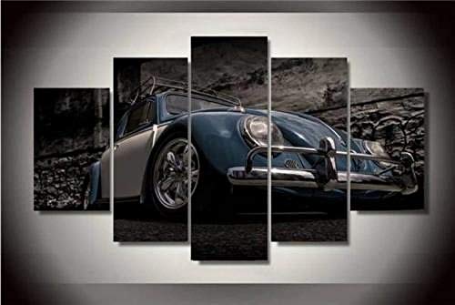 QMCVCDD 5 Piezas De Pared Fotos Cuadros En Lienzo Volkswagen Escarabajo HD Imprimir Modern Artwork Decoración De Arte De Pared Living Room 5 Piezas Artística Cuadros