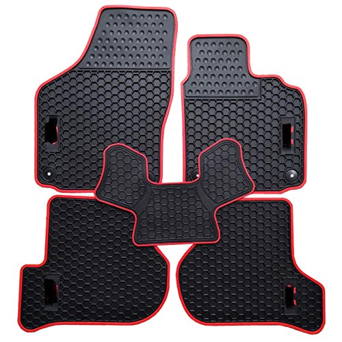 QREAEDZ Alfombrillas de Coches de Goma Personalizadas/Ajuste para Volkswagen Golf/Fit para Scirocco R 6 RHD Mano Derecha Drive con tsi ABT r Logo Impermeable Alfombra Duradera