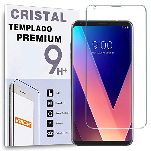 REY Protector de Pantalla Curvo para LG V30, Transparente, Cristal Vidrio Templado Premium, 3D / 4D / 5D