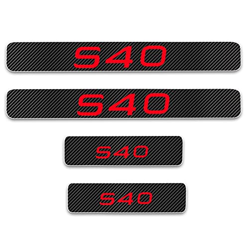 SFUO PUERTA DE COTOR SILL SCUFF PLACA PUERTA DE COCHE BOYA BOYA PEDAL PETALLAS DE PUERTA PLACA DE UMBRAL DE LA PUERTA 4D Etiqueta engomada de vinilo de fibra de carbono FIT PARA VOLVO S40 Decoración p