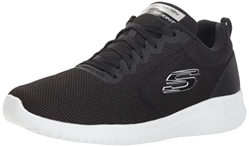 Skechers Ultra Flex-Free Spirits, Zapatillas de Estilo Deportivo con Cordones Mujer, Negro (BKW Black Mesh/Hot Melt/Trim), 38.5 EU