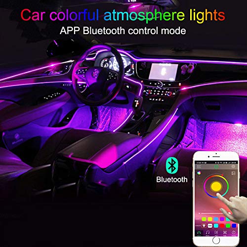 TABEN - Kit de iluminación LED para Interior de Coche con 8 Colores, Impermeable, Ambiente Interior neón Tira de Luces para Coche 1 W CC 12 V (1 Juego)