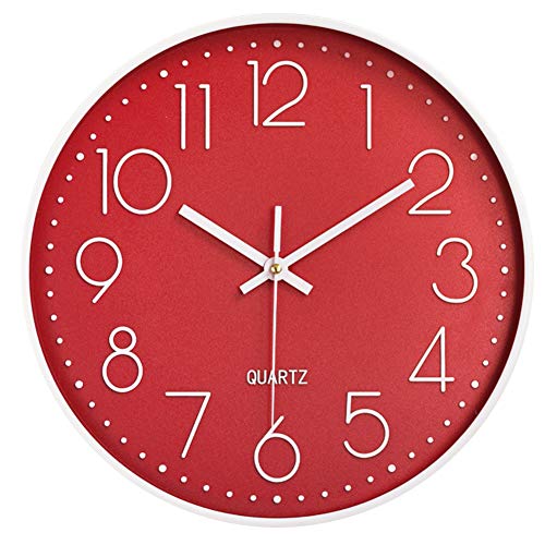 Taodyans - Reloj de pared silencioso de 30 cm, sin tictac, de cuarzo, funciona con pilas, moderno y redondo, para oficina, aula, cocina, sala de estar o dormitorio