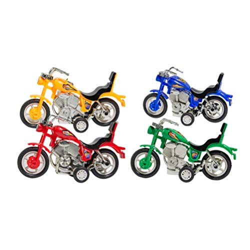 Toyvian Mini Moto de Juguete Modelo de Moto de Tierra Juguete de Moto con Motor de fricción inercial para vehículos de niños favores de Fiesta 4 Piezas (Color Mixto)
