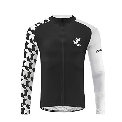 Uglyfrog Conjunto de Ropa de Ciclismo - Jersey de Manga Larga y Zip Completo+ Pantalones de Acolchado 3D Cómodo Respirable Secado Rápido - Ropa Deportivo para Bicicleta de Montaña CXML05F