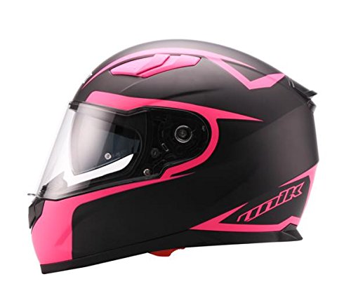 Unik Ci-01 - Casco Integral Next con Visera Solar, Negro/Rosa/neón Mate, Talla M